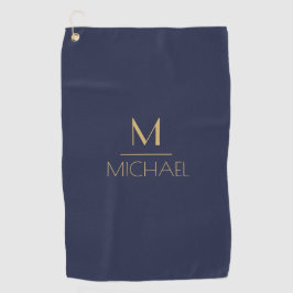 Persoonlijk Monogram | Naam Marineblauw & Goud Gol Golfhanddoek