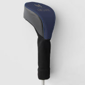 Persoonlijk Monogram | Naam Marineblauw & Goud Gol Golfheadcover (Schuin)