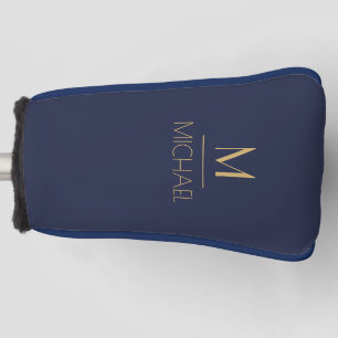 Persoonlijk Monogram Naam Marineblauw & Goud Golfheadcover