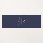 Persoonlijk Monogram | Naam Navy & Goud Yogamat (Voorkant (horizontaal))