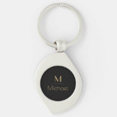 Persoonlijk monogram | naam zwart en goud sleutelhanger (Voorkant)
