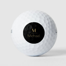 Persoonlijk monogram | naam zwart & goud golfballen
