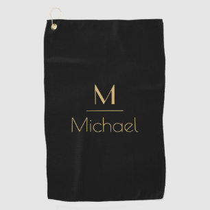 Persoonlijk Monogram Naam Zwart & Goud Golfhanddoek