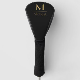 Persoonlijk Monogram   Naam Zwart & Goud Golfheadcover