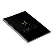 Persoonlijk Monogram | Naam Zwart & Goud Notitieboek (Rechterzijde)