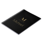 Persoonlijk Monogram | Naam Zwart & Goud Notitieboek (Linkerzijde)