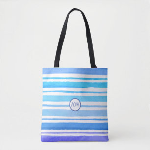 Persoonlijk Monogram Nautilus Zee Golven Tote Bag