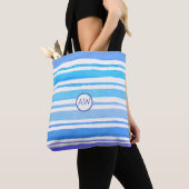 Persoonlijk Monogram Nautilus Zee Golven Tote Bag (Dichtbij)