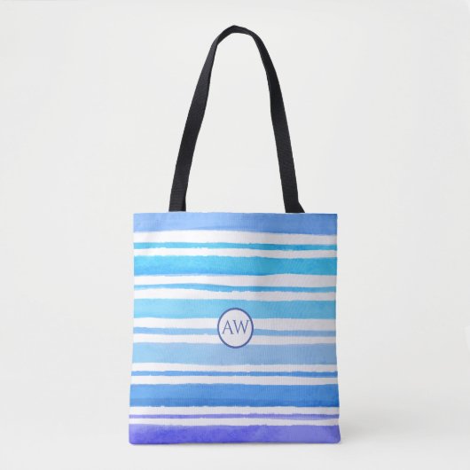 Persoonlijk monogram Nautische zee golven Tote Bag (Voorkant)