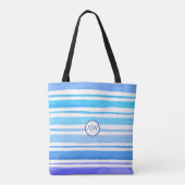 Persoonlijk monogram Nautische zee golven Tote Bag (Achterkant)