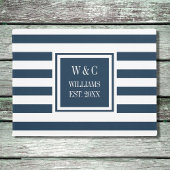 Persoonlijk monogram Navy blauw wit gestreept Deurmat