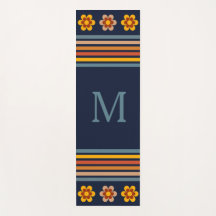 Persoonlijk monogram Navy Blue retro bloem