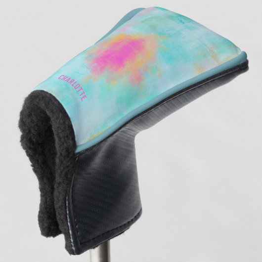 Persoonlijk monogram Ocean Joyride Blauw Turkoois Golfheadcover (3/4 voorkant)