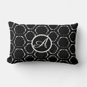 Persoonlijk monogram op maat gemaakte B&W lendenku Kussen
