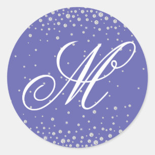 Persoonlijk Monogram Paarse Diamanten Ronde Sticker