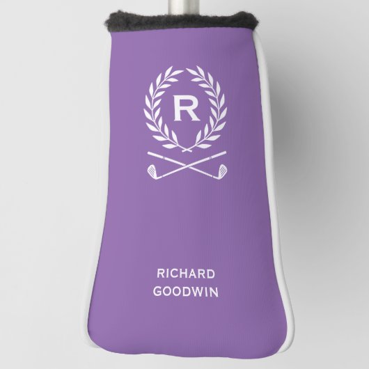 Persoonlijk Monogram Paarse Putter Golfheadcover (Draai 90)