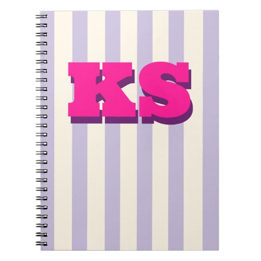 Persoonlijk monogram paarse streep Aangepaste eers Notitieboek (Voorkant)