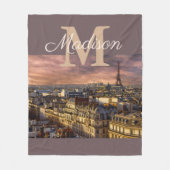 Persoonlijk monogram Parijs Frankrijk Eiffeltoren Fleece Deken (Voorkant)
