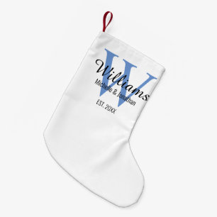Persoonlijk monogram pasgetrouwd blauw kleine kerstsok