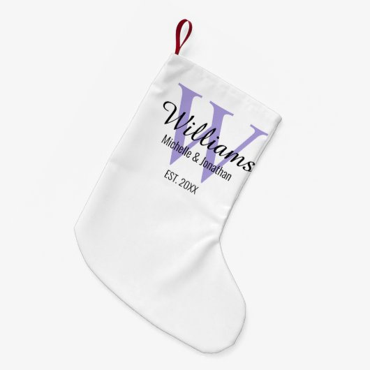 Persoonlijk Monogram Pasgetrouwd Lavendel Kleine Kerstsok (Voorkant (Hangend))