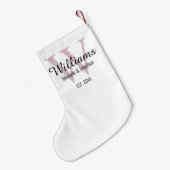 Persoonlijk Monogram Pasgetrouwd Roze Kleine Kerstsok (Achterkant (Hangend))