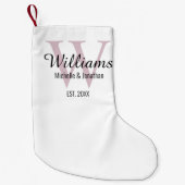 Persoonlijk Monogram Pasgetrouwd Roze Kleine Kerstsok (Voorkant)