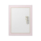 Persoonlijk Monogram Pastel Roze Gouden Calligrafi Notitieblok (Linkerzijde)