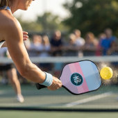 Persoonlijk monogram pastelroze en blauwe streep pickleball paddle