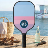 Persoonlijk monogram pastelroze en blauwe streep pickleball paddle