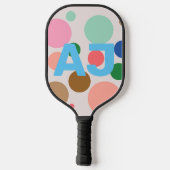 Persoonlijk monogram polka dot patroon pickleball paddle (Achterkant)