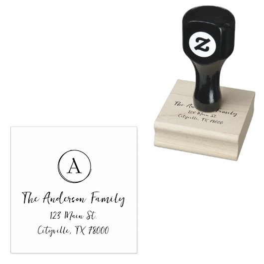 Persoonlijk monogram retouradres rubberstempel (Gestempeld)
