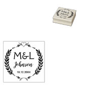 Persoonlijk Monogram Ronde Trouw Rubber Stempel (Gestempeld)