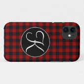 Persoonlijk monogram rood en zwart Buffalo Plaid Case-Mate iPhone Case (Achterkant (horizontaal))