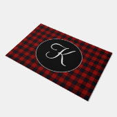 Persoonlijk monogram rood en zwart Buffalo Plaid Deurmat (Schuin)