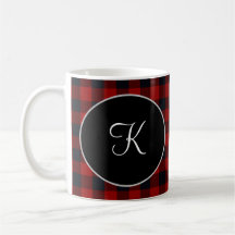 Persoonlijk monogram rood en zwart Buffalo Plaid