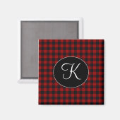 Persoonlijk monogram rood en zwart Buffalo Plaid Magneet (Voorkant / Achterkant)