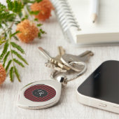 Persoonlijk monogram rood en zwart Buffalo Plaid Sleutelhanger (Zijkant)