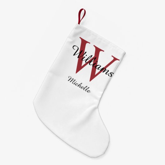 Persoonlijk Monogram Rood Kleine Kerstsok (Voorkant (Hangend))