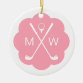 Persoonlijk Monogram Roze Golf Keramisch Ornament (Voorkant)