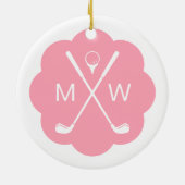 Persoonlijk Monogram Roze Golf Keramisch Ornament (Achterkant)