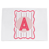 Persoonlijk Monogram Roze Golflijn Rand Groot Cadeauzakje (Voorkant)