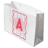 Persoonlijk Monogram Roze Golflijn Rand Groot Cadeauzakje (Achterkant Gekanteld)