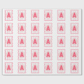 Persoonlijk monogram roze golvende rand cadeaupapier (Vlak)