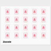 Persoonlijk monogram roze golvende rand vierkante sticker (Vel)