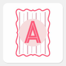 Persoonlijk monogram roze golvende rand