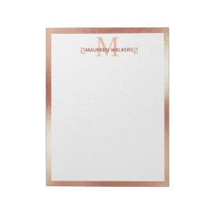 Persoonlijk monogram roze goud aangepaste naam notitieblok
