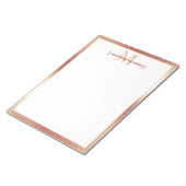Persoonlijk monogram roze goud aangepaste naam notitieblok (Schuin)