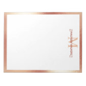 Persoonlijk monogram roze goud aangepaste naam notitieblok (Voorkant)