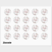 Persoonlijk Monogram Roze Goud Marmer Modern Ronde Sticker (Vel)