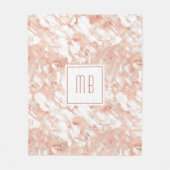 Persoonlijk monogram roze goud wit marmer fleece deken (Voorkant)